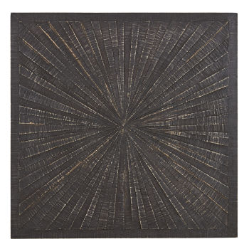 KIMANA - Zwarte vierkante gegraveerd mangohouten wanddecoratie 90x90