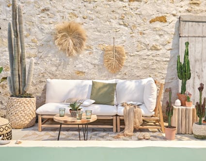 Angolo per divano da giardino componibile in legno di acacia e