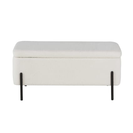 Banquette-coffre bouclettes blanches