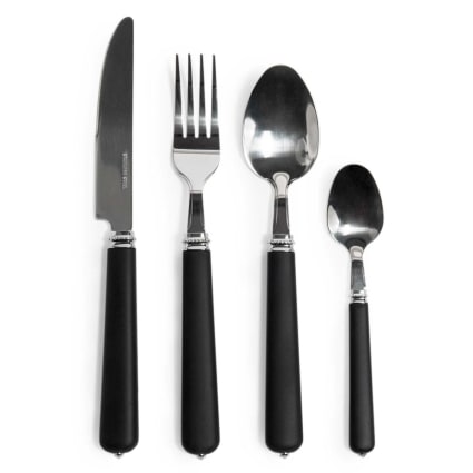 Présentoir à Couverts Métal Noir Et Blanc Avec 24 Couverts Inox