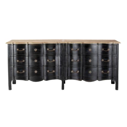 Pacco da 6 cassetti provinciali francesi – Piatto nero, 6-1/2 pollici fori centri, vintage shabby chic tiranti per comò comodino, armadio PW1619064
