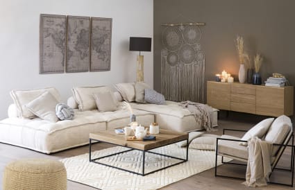 Credenza a ante e cassetti in legno massello di rovere e