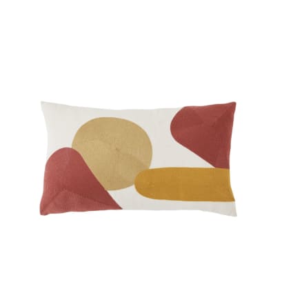 Atout Ciel Cuscino In Garza Di Cotone Con Ricamo Enjoy - 30x50 Cm - Cachi - Morbido E Rimovibile - 3
