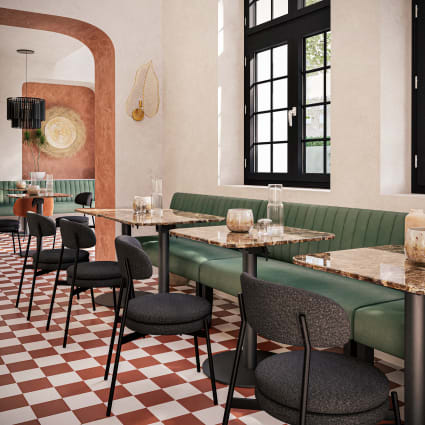 Divanetto professionale posti in velluto verde scuro