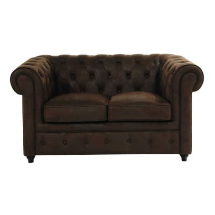 Divano capitonné posti in suede marrone Chesterfield Maisons