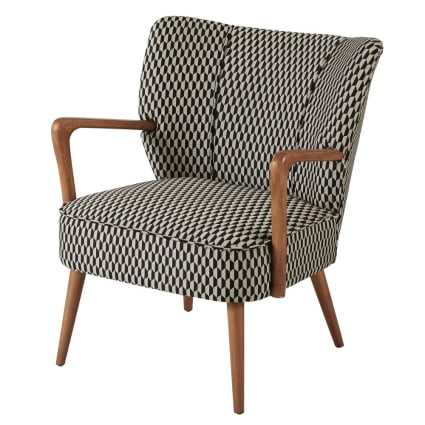 Fauteuil Maisons Du Monde – Style Colonial Relooké (marron, Bois Et Tissu)