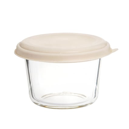 Glasbehälter mit Silikondeckel für Salatsauce, beige Salade To Go