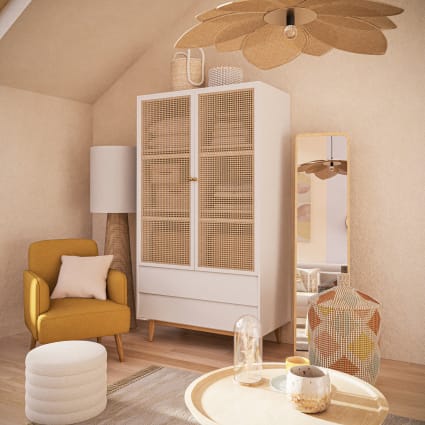 Großer, freistehender Spiegel aus Paulownienholz, 40 x 160 cm Soft Mood