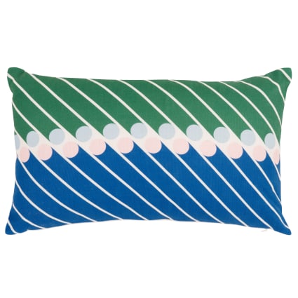 Housse de coussin en coton biologique imprimé géométrique bleu, vert et ...