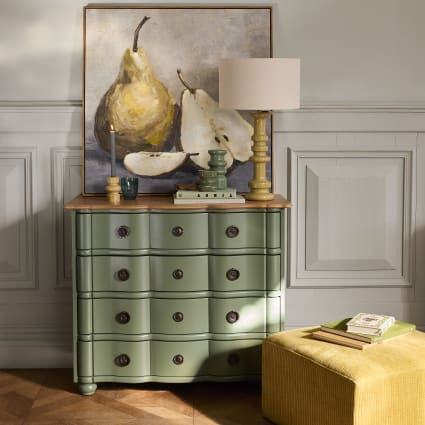 Khakigrüne Kommode, 100 cm lang Gustavia