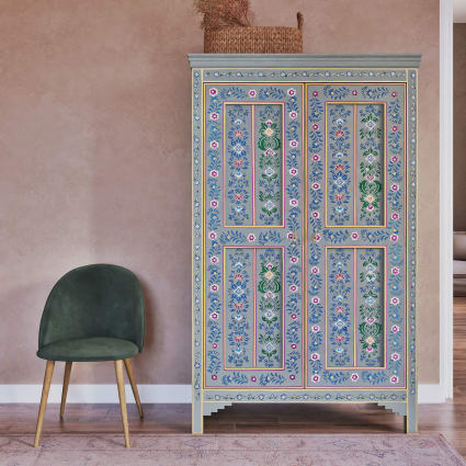 Kleiderschrank mit mehrfarbigem Blumenmuster, B 110 cm Bohemian