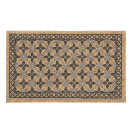 Kokosvezel deurmat met print, zwart en grijs 45x75 ALBUFEIRA | Maisons ...