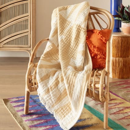 Kuscheldecke aus Baumwolle mit Ethno-Muster 130x170cm Concha