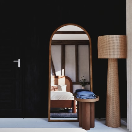 Rayofly Lámpara De Pie De Ratán Para Salón, Regulable Con Mando A Distancia Y Control Por App, Estilo Boho Con Pantalla De Ratán Y Lino, Negra (Bombilla Incluida