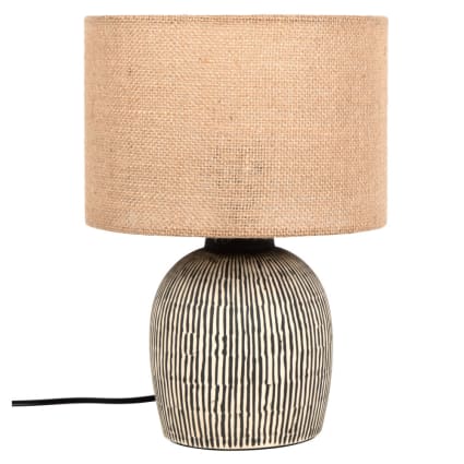 Simple Designs 10.43 Petite Lampe De Table à Base Ondulée Avec Abat Jour En Tissu Blanc Blanc