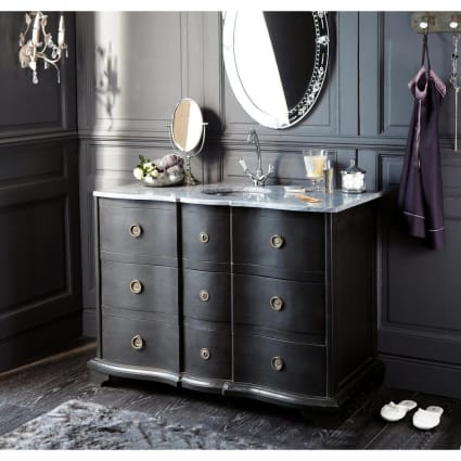 Meuble Vasque Salle De Bain 85cm Style Rétro - Ensemble Complet Chêne Naturel