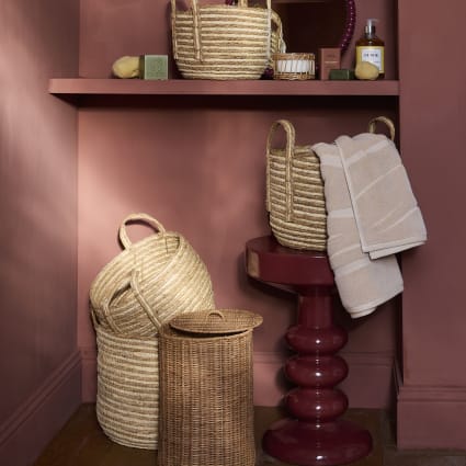Pattumiera Boheme In Rattan Per Bagno – 2,6 Litri Con Coperchio A Pressione, Cestino In Vimini Intrecciato 2 In 1