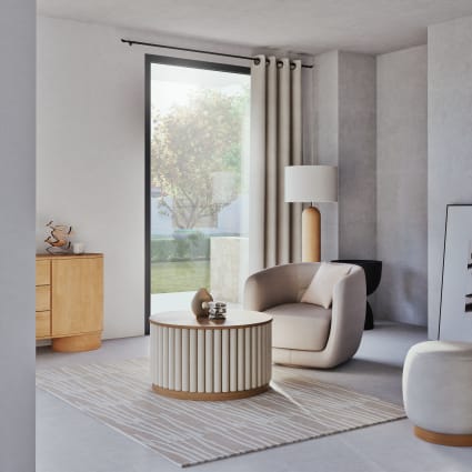 Poltrona girevole beige in tessuto tramato Flare Maisons du Monde