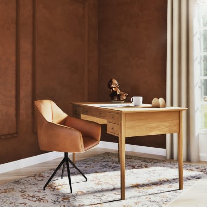 Poltrona girevole in tessuto spalmato marrone Willy Maisons du Monde