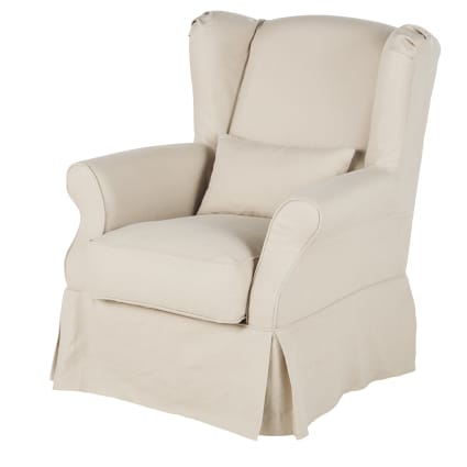 Poltrona Imbottita Poltrona Stile Cottage Poltrona In Lino Beige