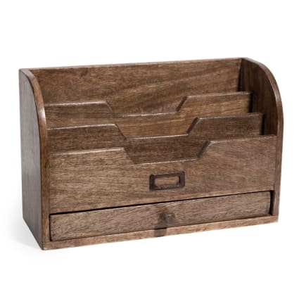 Lettere Grigie Portalettere In Legno Naturale - Doppio Scomparto Con Dettaglio 645673 - 5