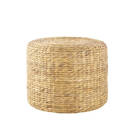 Atmosphera Pouf Wond Intrecciato In Giacinto D'Acqua - Diametro 55cm, Altezza 15cm - Naturale Chiaro, Design Elegante Per Interni