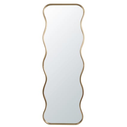 Rechteckiger, gewellter Spiegel aus goldfarbenem Aluminium, 50 x 150 cm Camil