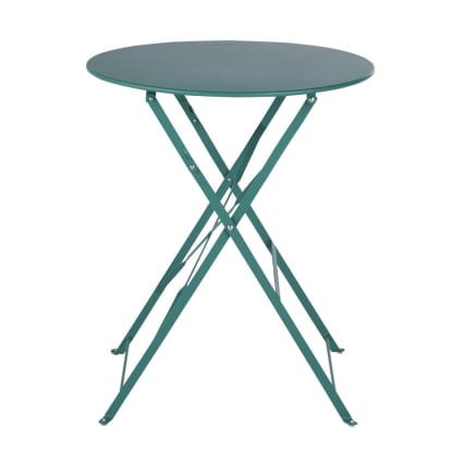Runder Gartenklapptisch aus grünem Stahl, 2 Personen, D60cm Guinguette