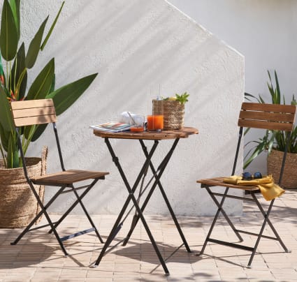 Runder Gartentisch für 1/2 Personen aus massiver Akazie, D60 Calathea