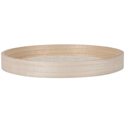 Rundes Tablett in Beige und Weiß Khali