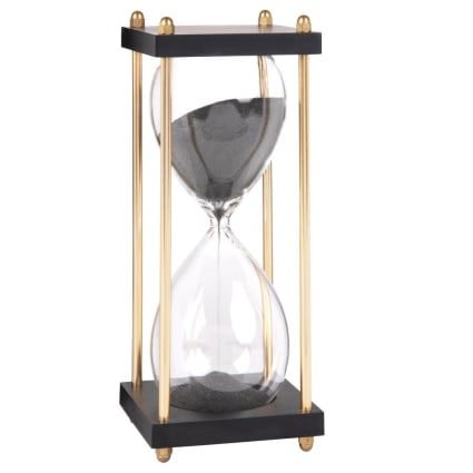 Grand Sablier Vintage En Verre – Sable Noir – Déco Française