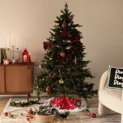 Rouge Planche Mini Sapin De Noël Artificiel 40cm Avec Neige Et Lumières - Décoration Table Intérieur/extérieur Sapin Rouge Bois