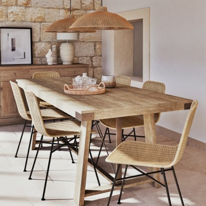 Sedia in rattan e acciaio nero Zia Maisons du Monde