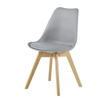 Sedia in stile scandinavo grigio acciaio e legno di hevea Ice