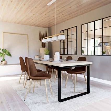 Sedia scandinava in microfibra marrone effetto anticato