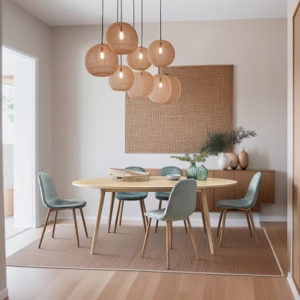 Sedia scandinava in velluto blu celadon Clyde Maisons du Monde - Main Image