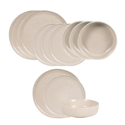 Service De Table Grès émaillé 12 Pièces Clair