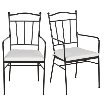 Set di sedie da giardino in acciaio nero con cuscini in