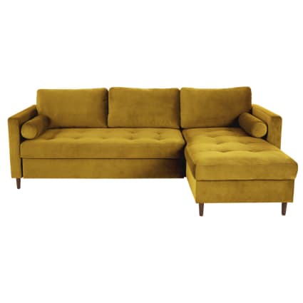 Sofá Diván De Terciopelo Amarillo Festnight – Chaise Longue De 1 Plaza Con Estructura De Madera, Moderno Y Acogedor