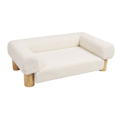 Sofá para perros y gatos de tela rizada blanco