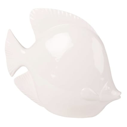 Figurine Poisson Céramique Blanc Et Or - Déco Côtière Moderne Pour Salon, Salle De Bain, Bureau Ou Maison De Plage