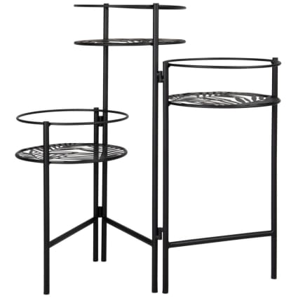 DanDiBo Sgabello Per Fiori In Metallo Nero, Rotondo, 50-70 Cm, Tavolino Da Tavolo 96316 Con