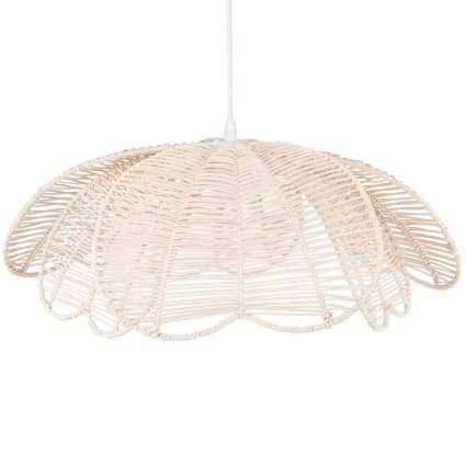 Lustre Suspension En Rotin Blanc - Style Bohème Vintage - Abat-jour 16cm - Douille E27 - IDEGU - 9