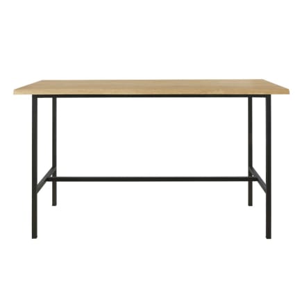 Table à manger haute professionnelle en chêne et métal noir L175