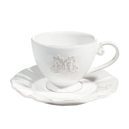 Ensemble 2 Tasses à Thé En Porcelaine 300ml Avec Sous-Tasses Et Cuillères - Blanc Élégant