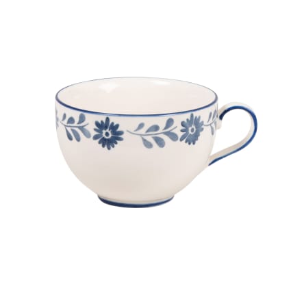 Tasse mit Blumenmuster aus Keramik, weiß und blau Louise