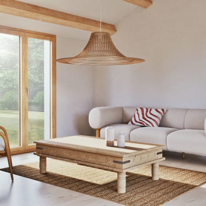 Tavolino da salotto indiano in massello di mango 140 cm