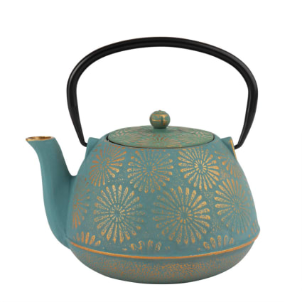 Petite Théière Vintage Bleue - Métal Et Terre Cuite Vernis - Style Rustique - Occasion