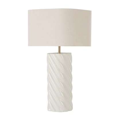 Tischlampe aus Keramik mit Textilschirm, beige/creme Trenzado