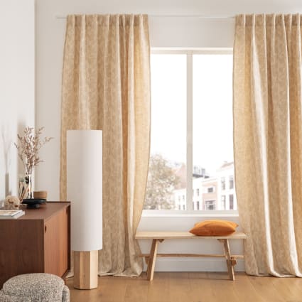 Vorhang mit Schlaufen aus Baumwolle und Leinen, beige 140x250cm, Stück